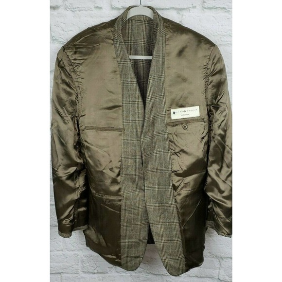 Joseph Abboud for Nordstrom Mens Sport Coat Size 41R Silk Wool Plaid Brown Multi - Picture 4 of 8